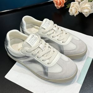 Women's Velvet Retro Yellow Training Shoes - Versatile Hidden Height A-Gan Sports Casual Footwear for Spring/Summer 2025