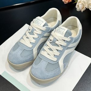 Women's Velvet Retro Yellow Training Shoes - Versatile Hidden Height A-Gan Sports Casual Footwear for Spring/Summer 2025