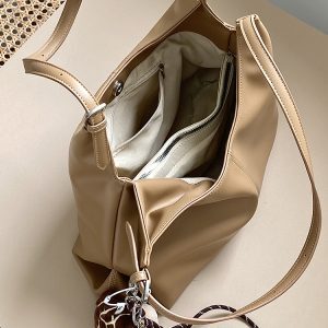 Women's Versatile Literary Tote Bag - Large Capacity Soft Leather Handheld Shoulder Bag for Commuting and Everyday Use