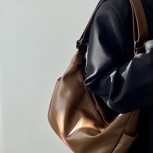 Women's Vintage Crescent Crossbody Bag with Wide Straps - 2024 Spring/Summer Street Style Messenger Bag