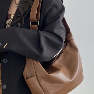 Women's Vintage Crescent Crossbody Bag with Wide Straps - 2024 Spring/Summer Street Style Messenger Bag