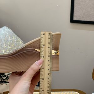 Women's Wedge Sandals 2025 - Summer Platform Slip-On with Thick Sole and Rhinestone Details, Stylish and Versatile Footwear