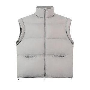 Women's White Duck Down Sleeveless Vest Jacket - Solid Color, Stand Collar, Loose Fit, Versatile Autumn Winter Outerwear, Korean Style