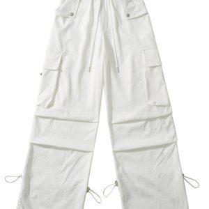 Women's White Jazz Dance Overalls - Spicy Girl Loose Wide-Leg Pants for Casual Dance - Y2K Style