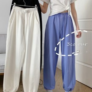 Women's White Joggers for Jazz Dance - Trendy Loose Fit Tapered High Street Style, Slimming Summer Essential