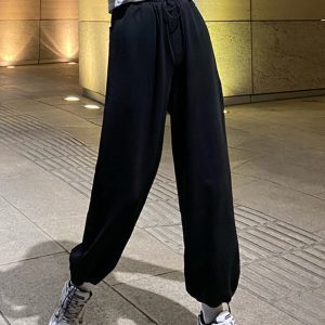 Women's White Joggers for Jazz Dance - Trendy Loose Fit Tapered High Street Style, Slimming Summer Essential