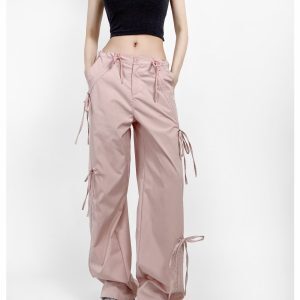 Women's Wide-Leg Bow Tie Work Pants - Stylish Versatile Jazz Street Dance American Design