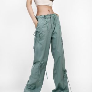 Women's Wide-Leg Bow Tie Work Pants - Stylish Versatile Jazz Street Dance American Design