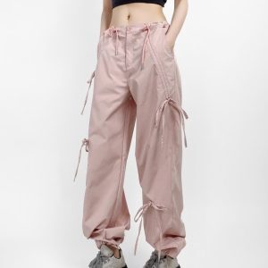 Women's Wide-Leg Bow Tie Work Pants - Stylish Versatile Jazz Street Dance American Design