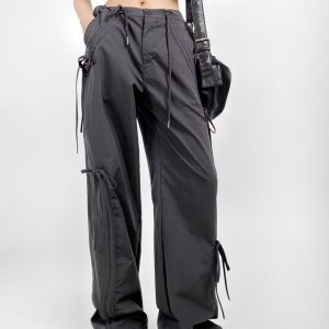 Women's Wide-Leg Bow Tie Work Pants - Stylish Versatile Jazz Street Dance American Design