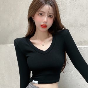 Women's Y2K Short-Sleeve T-Shirt - Autumn Winter Jazz Dance Top, K-Pop Style Performance Outfit for Girls