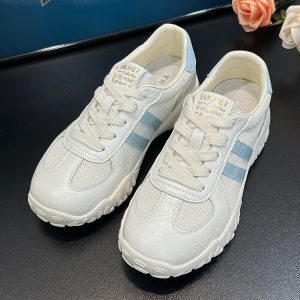 Women's Yellow Mesh Lace-Up Training Shoes - Breathable Thick-Soled Casual Sneakers for Summer 2025