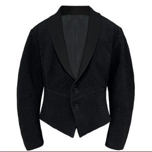 Wool Green Jacket with Fruit Collar, Curved Blade Design, Terry Texture, Waist-Cinched Style - Chic Palace Fashion
