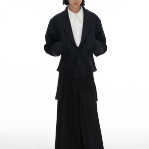 Wool Green Jacket with Fruit Collar, Curved Blade Design, Terry Texture, Waist-Cinched Style - Chic Palace Fashion