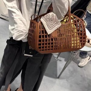 Woven Hollow Vegetable Basket Bag - Versatile Commuter Shoulder Tote for Women, Trendy Niche Design for 2025 Fashion