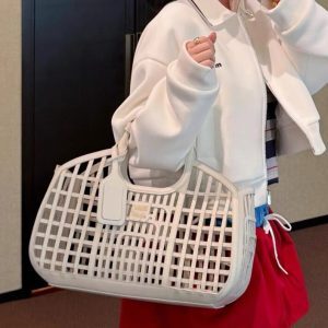 Woven Hollow Vegetable Basket Bag - Versatile Commuter Shoulder Tote for Women, Trendy Niche Design for 2025 Fashion