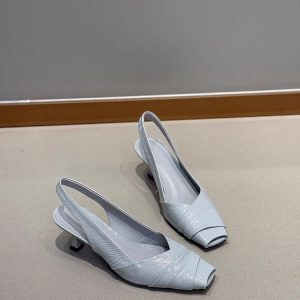 Wrinkled Soft Patent Leather Square-Toe Peep-Toe Back Strap Sandals Women's Kitten Heel Shallow Mouth Flats for Summer Style