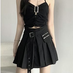 Y2K Abijazz Dance Top and Short Skirt Set for Women's Nightclub and Party Performance Outfit