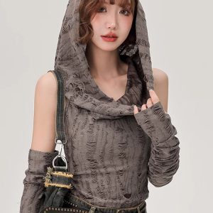 Y2K Aesthetic Desert Wasteland Style Top for Women - Niche Jazz Dance Performance Outfit, Trendy European and American Fashion
