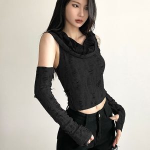 Y2K Aesthetic Desert Wasteland Style Top for Women - Niche Jazz Dance Performance Outfit, Trendy European and American Fashion