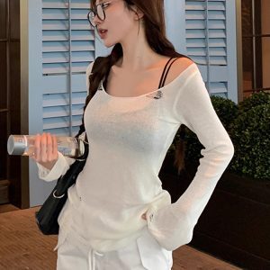 Y2K American Jazz Dance Top for Women - Slim-Fit, Lightweight Ripped Cover-Up for Music Festivals and Sun Protection