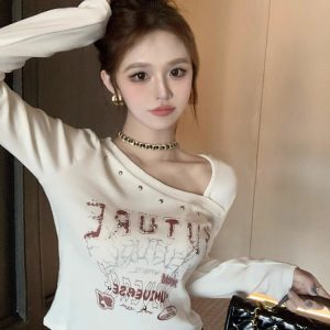 Y2K American-Style Hot and Spicy Jazz Dance Top for Women, K-Pop Long Sleeve T-Shirt, Music Festival Dance Outfit