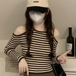 Y2K American Style Sweet and Spicy Crop Top for Women, Short Knitted Base Layer for Jazz Dance & K-Pop Music Festival