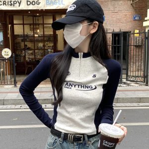 Y2K American Style Sweet & Spicy Long Sleeve Crop Top for Women, Jazz Dance K-Pop Festival Outfit, Autumn Fashion Essential