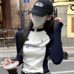 Y2K American Style Sweet & Spicy Long Sleeve Crop Top for Women, Jazz Dance K-Pop Festival Outfit, Autumn Fashion Essential