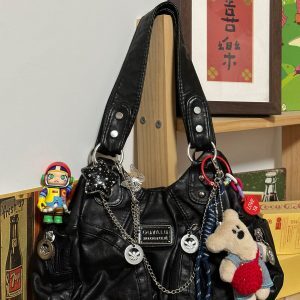 Y2K Black Underarm Bag - Trendy Shoulder Crossbody Bag for Students, Chic Small Bag with Spicy Girl Style
