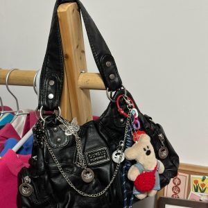 Y2K Black Underarm Bag - Trendy Shoulder Crossbody Bag for Students, Chic Small Bag with Spicy Girl Style