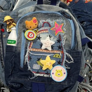 Y2K Cute Versatile Large-Capacity Denim Backpack for Casual Students and Commuters