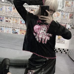 Y2K Dark Style Short-Sleeve T-Shirt for Women - Cool Street Jazz Dance Top, Stylish Casual Wear for Trendy Girls