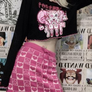 Y2K Dark Style Short-Sleeve T-Shirt for Women - Cool Street Jazz Dance Top, Stylish Casual Wear for Trendy Girls