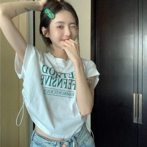 Y2K Hip-Hop Jazz Dance Short-Sleeve T-Shirt for Girls - American-Style Wasteland Performance Top
