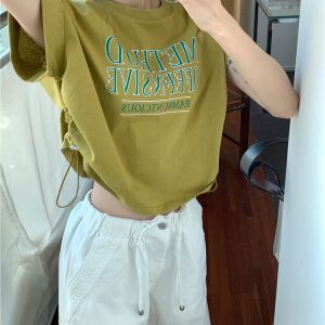 Y2K Hip-Hop Jazz Dance Short-Sleeve T-Shirt for Girls - American-Style Wasteland Performance Top