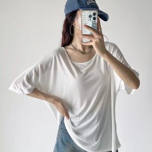 Y2K Jazz Dance Cover-Up Top for Women - Loose Short Sleeve, Sun Protection, Stylish Dancewear for Group Performances
