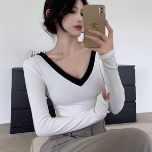 Y2K Jazz Dance T-Shirt for Women - Sweet and Spicy Slim Fit K-Pop Performance Top for Autumn/Winter