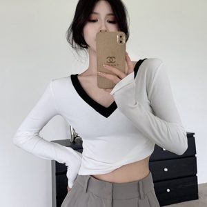 Y2K Jazz Dance T-Shirt for Women - Sweet and Spicy Slim Fit K-Pop Performance Top for Autumn/Winter
