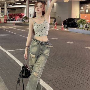 Y2K Jazz Dance Tank Top for Women - Stylish K-Pop Inspired Music Festival Outfit, European & American Fashion