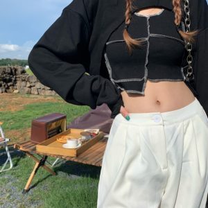 Y2K Jazz Dance Top - Layered Short Cropped Streetwear Chic, Hong Kong Style Trend with Niche Design