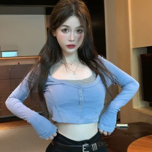 Y2K Jazz Dance Top for Women, Stylish K-Pop Inspired Performance Outfit, Unique Spring and Autumn Fashion