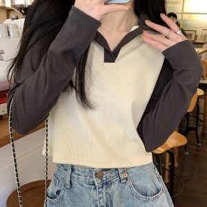 Y2K Long Sleeve Crop Top for Women, Sweet and Spicy Jazz Dance T-Shirt, K-Pop Festival Outfit