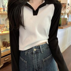 Y2K Long Sleeve Crop Top for Women, Sweet and Spicy Jazz Dance T-Shirt, K-Pop Festival Outfit