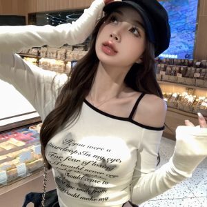 Y2K Long Sleeve Crop Top for Women, Sweet and Spicy K-Pop Jazz Dance T-Shirt, Trendy Casual Fashion