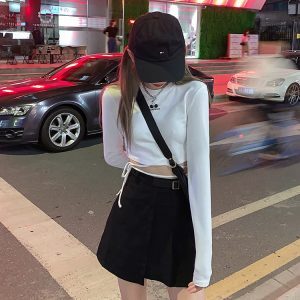 Y2K Long Sleeve Jazz Dance Performance T-Shirt for Women - Sweet and Spicy K-Pop Style Top