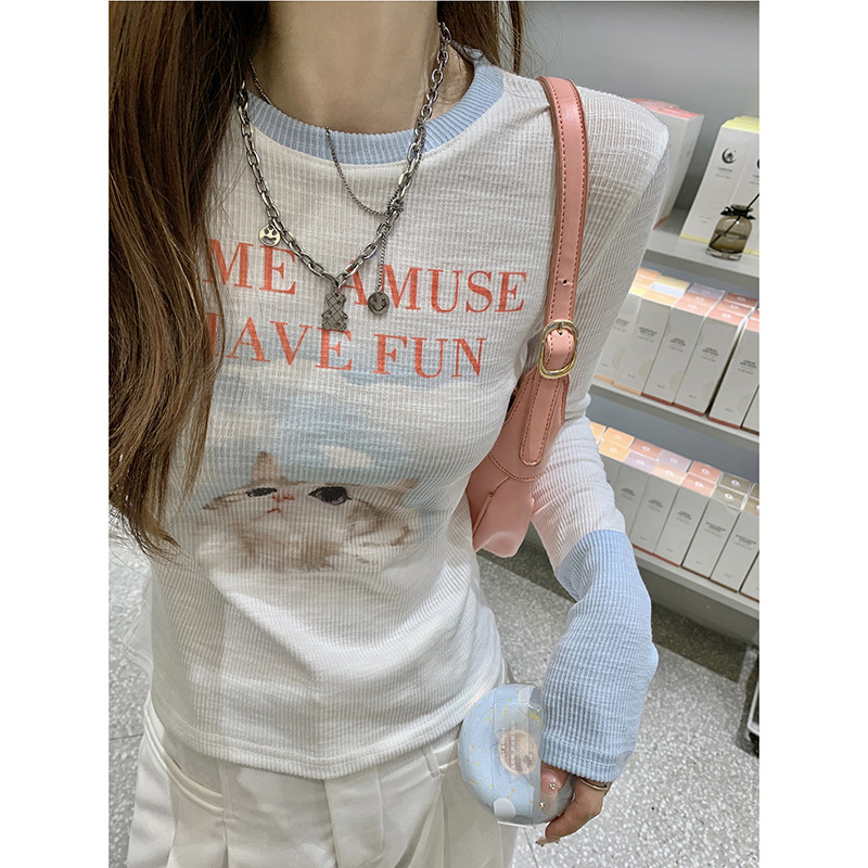 Y2K Long Sleeve T-Shirt for Women - Sweet and Spicy Wasteland Wind Top for Music Festivals, Jazz Dancing, K-Pop Style