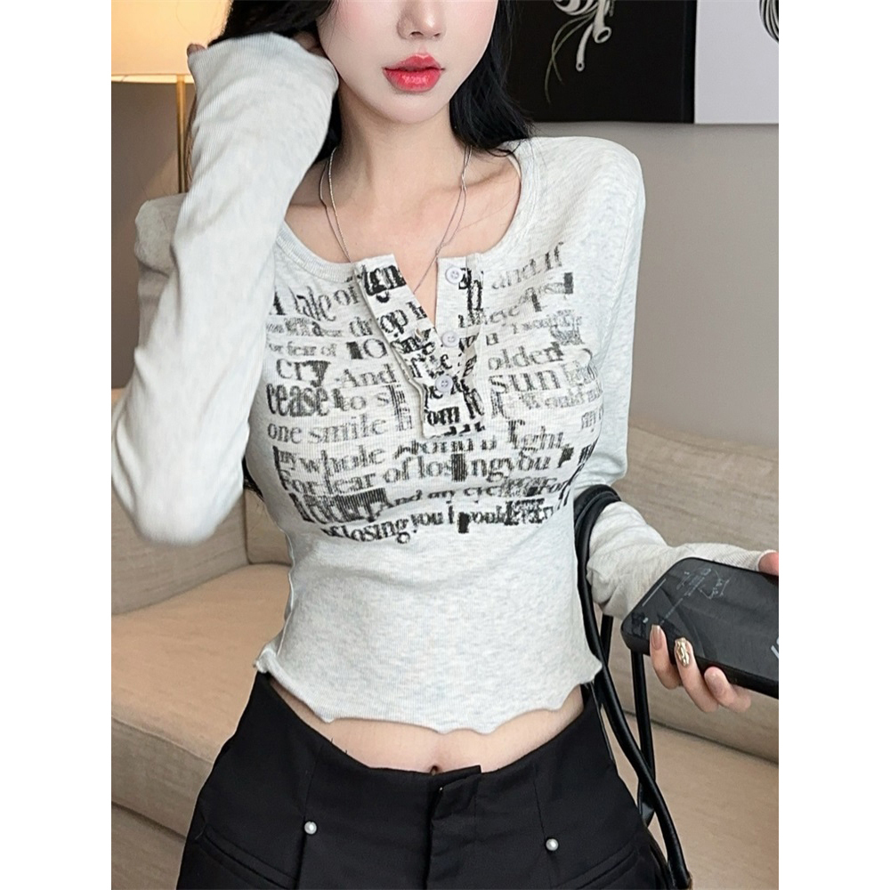 Y2K Long Sleeve T-Shirt for Women, American Jazz Dance Top, K-Pop Inspired Performance Outfit, Trendy Spicy Girl Style