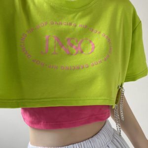 Y2K Millennium Spicy Girl Korean Dance Layered Short Sleeve T-Shirt and Shorts Set - K-Pop Style Dance Outfit for Trendy Girls