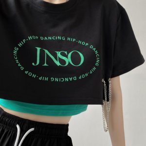 Y2K Millennium Spicy Girl Korean Dance Layered Short Sleeve T-Shirt and Shorts Set - K-Pop Style Dance Outfit for Trendy Girls